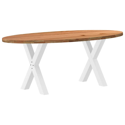 Table à manger marron clair bois de chêne massif ovale