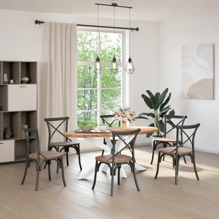 Table à manger marron clair bois de chêne massif ovale