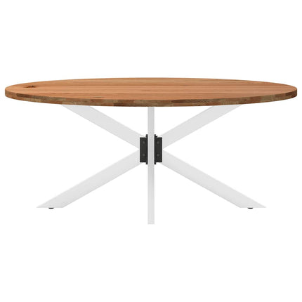 Table à manger marron clair bois de chêne massif ovale