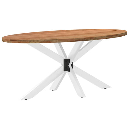 Table à manger marron clair bois de chêne massif ovale