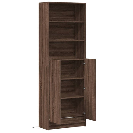Buffet haut avec LED chêne marron 69x32,5x200cm bois ingénierie