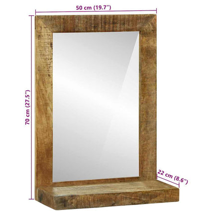 Miroir de salle de bain Marron Bois Mango Solide et Brut
