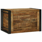 Boîte de Rangement 80 x 50 x 50 cm Bois de mangue brut et métal