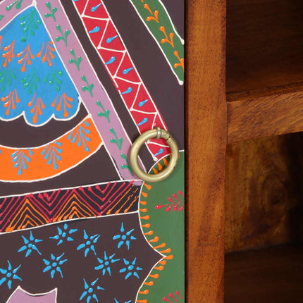 Buffet multicolore 90x35x60 bois massif d'acacia