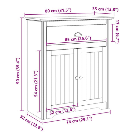 Armoire de couloir BODO blanc 80x35x90 cm