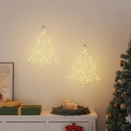 Lumières de Noël silhouette d'arbre de Noël 2 pcs 50 LED