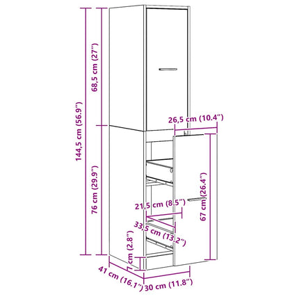 Armoire d'apothicaire Chêne artisanal 30x41x144,5 cm Bois d'ingénierie