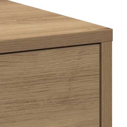 Armoire de salle de bain étroite avec roulettes chêne artisanal