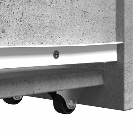 Armoire de salle de bain étroite avec roulettes gris béton