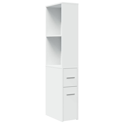 Armoire de salle de bain étroite avec roulettes blanc
