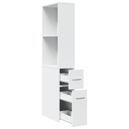 Armoire de salle de bain étroite avec roulettes blanc