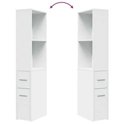 Armoire de salle de bain étroite avec roulettes blanc