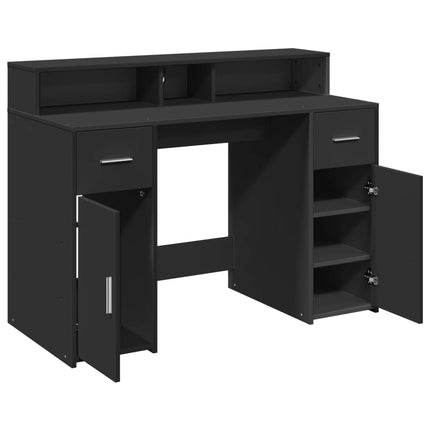 Bureau avec lumières LED noir 120x55x91 cm bois d'ingénierie