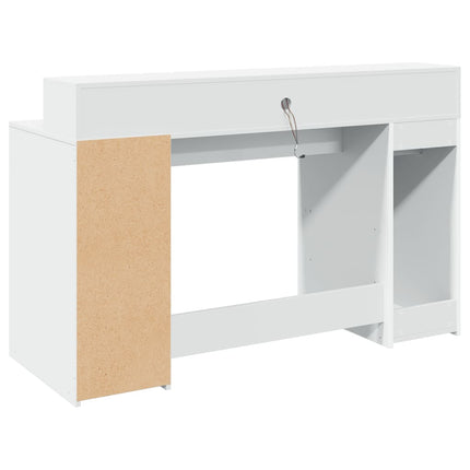 Bureau avec lumières LED blanc 140x55x91 cm bois d'ingénierie
