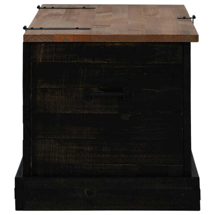 Coffre de rangement HALDEN noir 91x48x47 cm bois massif pin