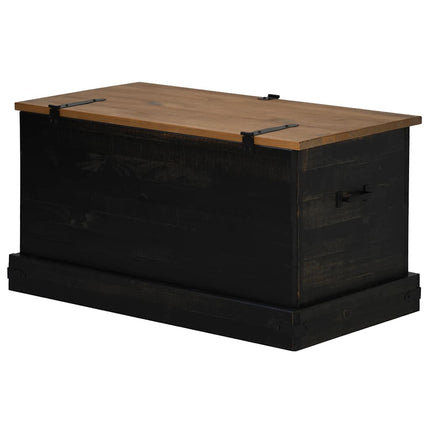Coffre de rangement HALDEN noir 91x48x47 cm bois massif pin