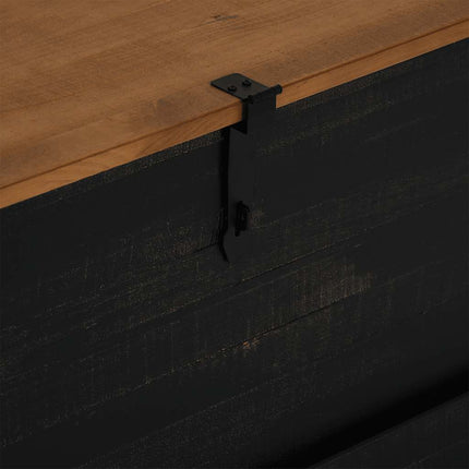 Coffre de rangement HALDEN noir 91x48x47 cm bois massif pin