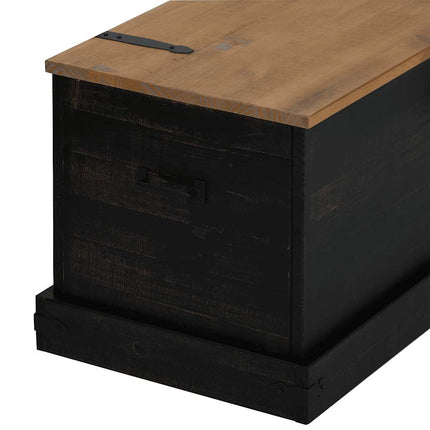Coffre de rangement HALDEN noir 91x48x47 cm bois massif pin