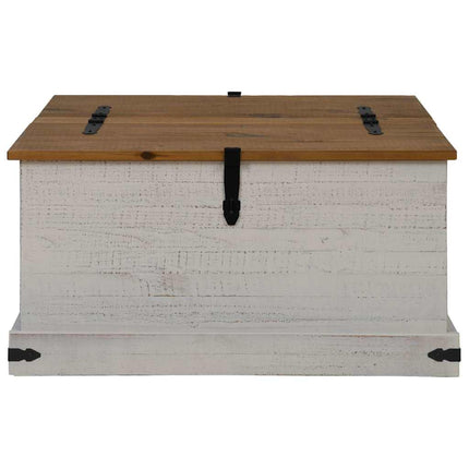 Coffre de rangement HALDEN blanc 91x91x47 cm bois massif pin
