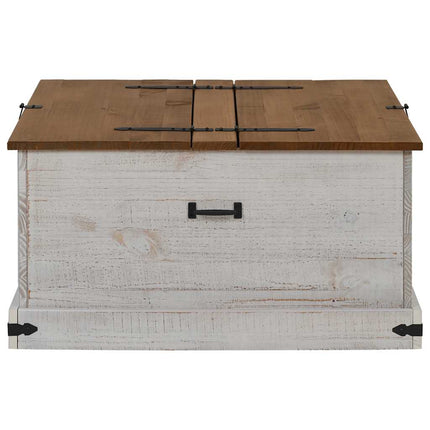 Coffre de rangement HALDEN blanc 91x91x47 cm bois massif pin