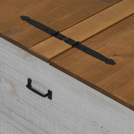 Coffre de rangement HALDEN blanc 91x91x47 cm bois massif pin