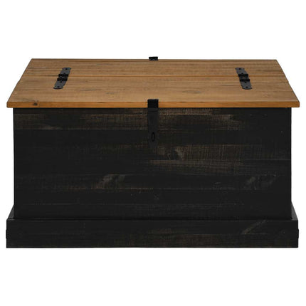Coffre de rangement HALDEN noir 91x91x47 cm bois massif pin