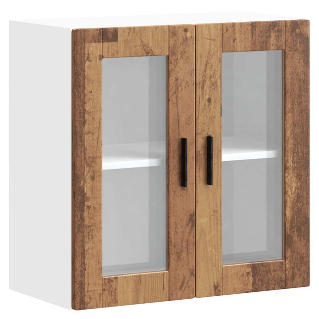 Armoire murale de cuisine avec porte en verre Porto vieux bois
