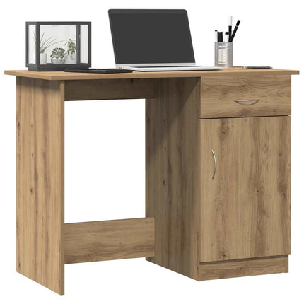 Bureau chêne artisanal 100x50x76 cm bois d'ingénierie