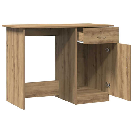 Bureau chêne artisanal 100x50x76 cm bois d'ingénierie