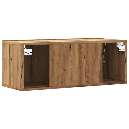 Meuble TV mural chêne artisanal 80x30x30 cm bois d'ingénierie
