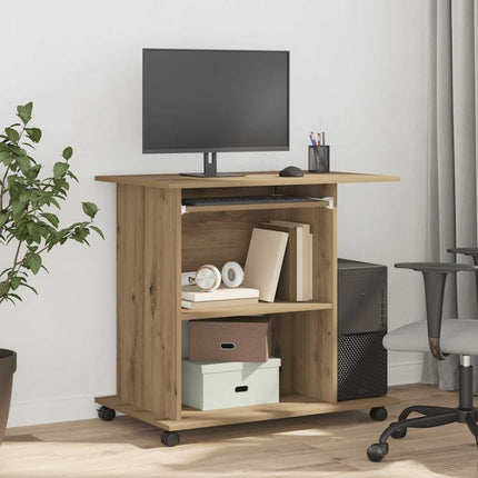 Bureau d'ordinateur chêne artisanal 80x50x75 cm bois ingénierie