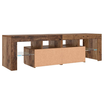 Meuble TV avec lumières LED vieux bois bois d'ingénierie