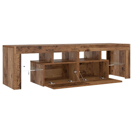 Meuble TV avec lumières LED vieux bois bois d'ingénierie