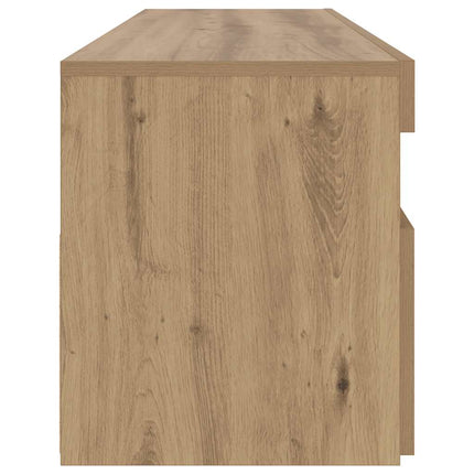 Meuble TV avec lumières LED chêne artisanal bois d'ingénierie