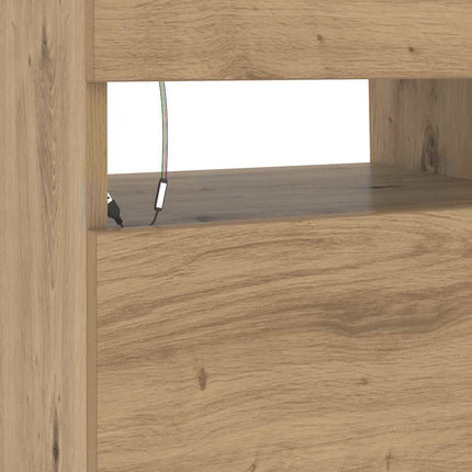 Meuble TV avec lumières LED chêne artisanal bois d'ingénierie