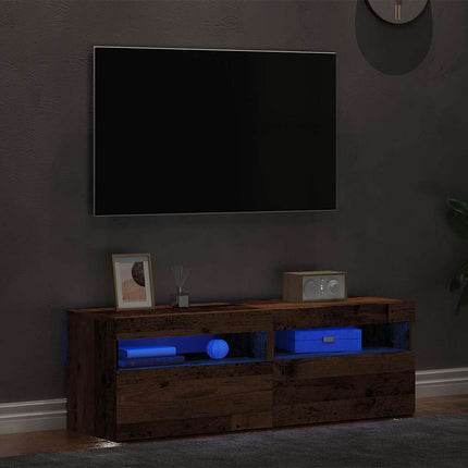 Meubles TV avec lumières LED 2 pcs vieux bois bois d'ingénierie