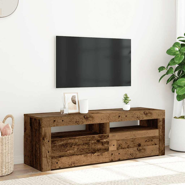 Meuble TV avec lumières LED vieux bois bois d'ingénierie
