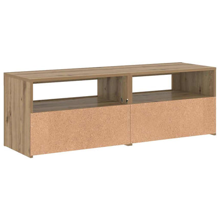 Meuble TV avec lumières LED chêne artisanal bois d'ingénierie