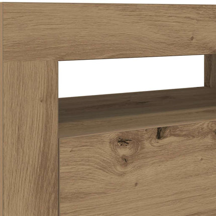 Meuble TV avec lumières LED chêne artisanal bois d'ingénierie