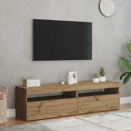 Meubles TV avec lumières LED 2 pcs chêne artisanal