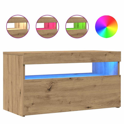 Meubles TV avec lumières LED 2 pcs chêne artisanal
