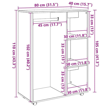 Garde-robe vieux bois 80x40x110 cm bois d'ingénierie