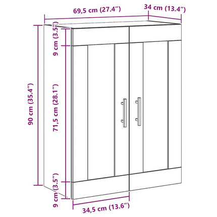 Armoire murale chêne artisanal 69,5x34x90 cm bois d'ingénierie