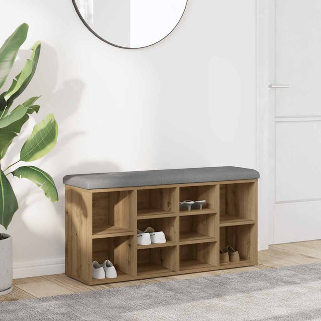 Banc à chaussures chêne artisanal 82x32x45,5 cm bois ingénierie