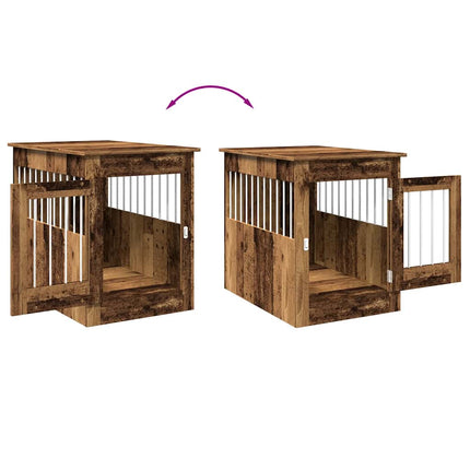 Meuble de cage chiens vieux bois 55x80x68 cm bois d'ingénierie