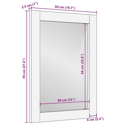 Miroir de salle de bain avec miroir Marron 50 x 2,5 x 70 cm