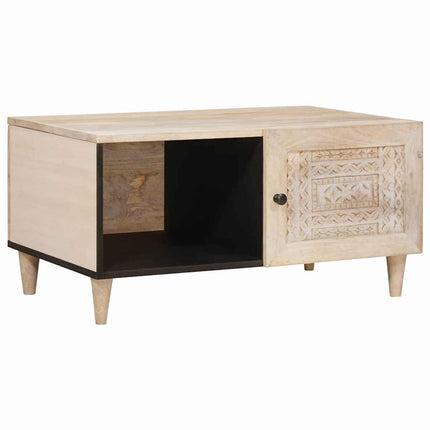 Table basse Beige 80 x 50 x 40 cm bois de manguier massif