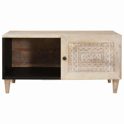 Table basse Beige 80 x 50 x 40 cm bois de manguier massif