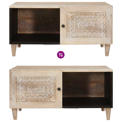 Table basse Beige 80 x 50 x 40 cm bois de manguier massif