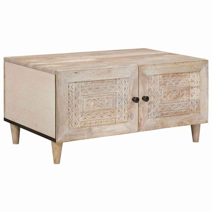 Table basse Beige 80 x 50 x 40 cm bois de manguier massif